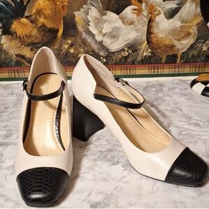 Adrienne Vittadini Mary Jane’s -Two Tone Cream and Black